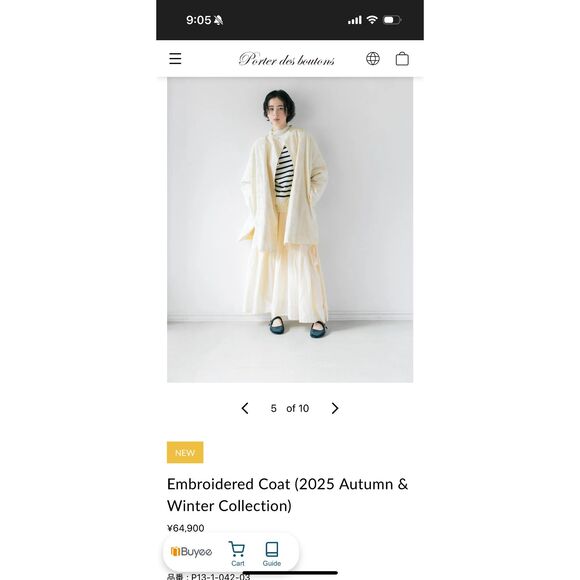 Porter des boutons Embroidered Coat (2025 Autumn & Winter Collection) one size - Picture 2 of 14